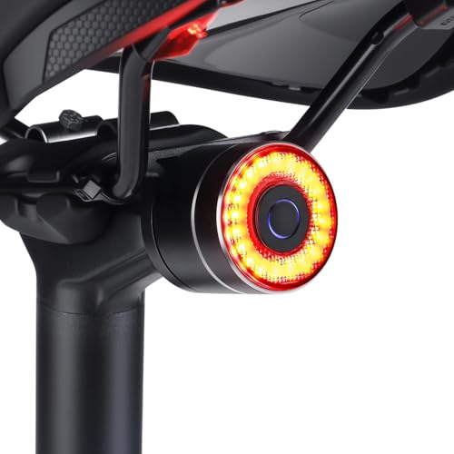 Smart Bike Tail Light, Auto On/Off, Brake Sensing Rear Bike Light, USB C Rechargeable Bicycle Rear Light for Night Riding, 4 Light Modes, IPX6 Waterproof