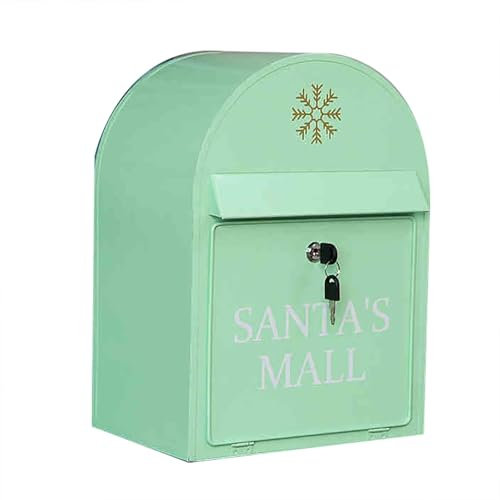 YCHUANGHEQING Buzones de metal montados en la pared con cerradura de llave, buzón pequeño para exteriores, viene con dos llaves de 12 x 8 x 16 pulgadas (verde)