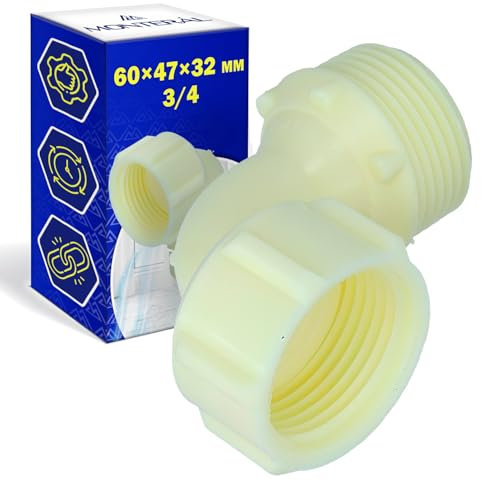 Raccordo a Vite Angolare 60x47x32 mm 3/4” per Tubo di Ingresso di Lavatrici e Lavastoviglie - Garanzia di 10 Anni - MONTERAL