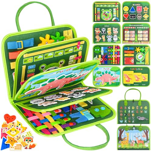Busy Board Montessori Toys: Busy Books for Toddlers,Sensory Board, Green