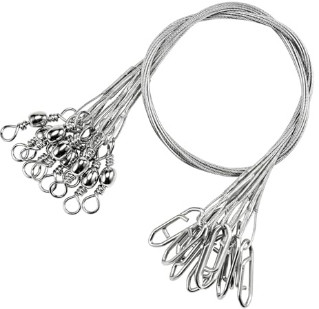 Atibin Stainless Steel Fishing Leader Wire High Strength Fishing Leaders Strong Saltwater Snap Wire Leader Line White Nickel #3 40lb 9.8in 30pcs