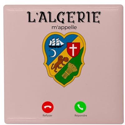 Fyrkantig keramisk kylmagnet - Algeriet kallar mig resekultur alger - format 5 x 5 cm dekorativ magnet souvenir för kylskåp och magnetisk tavla, tryckt i Frankrike