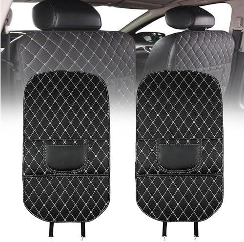 DTZHANGZE 2 Pièces Protection Dossier Siège pour MG ZS Hybrid+ Luxury 2024 2025, Organisateur Imperméable Cuir PU Tapis Anti-Coup de Pied Housse Rangement Accessoires,Black