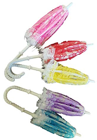 Fat-catz-copy-catz 5x Dolls Small Lace Wedding Princess Style Umbrellas Parasol Random Colours Made For 11 Sized Girl Dolls