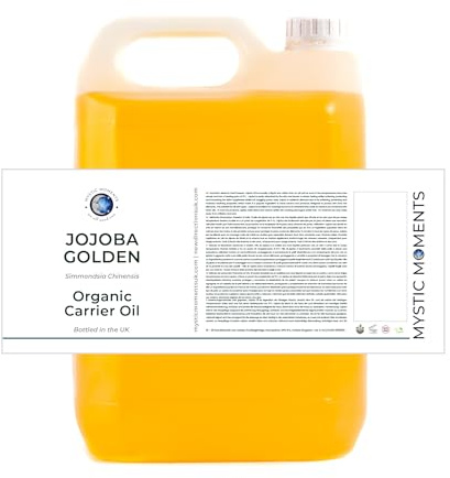 Mystic Moments | Jojoba Carrier Oil Organic 5 Litre | Cold Pressed from Simmondsia Chinensis Seeds | Rich in Vitamins E & B | Skin & Hair Moisturiser | Lip Care | 100% Pure & Natural | Vegan GMO Free