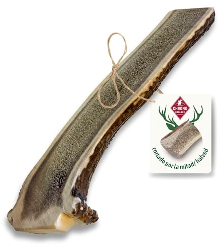 ChronoBalance-L Corno di Cervo per Cani, Confezione da 1, Dimezzato, 100% Naturale, Osso di Cervo, Cura Dentale, Giocattolo per Cani, Senza Sostanze Chimiche, Lunga Durata