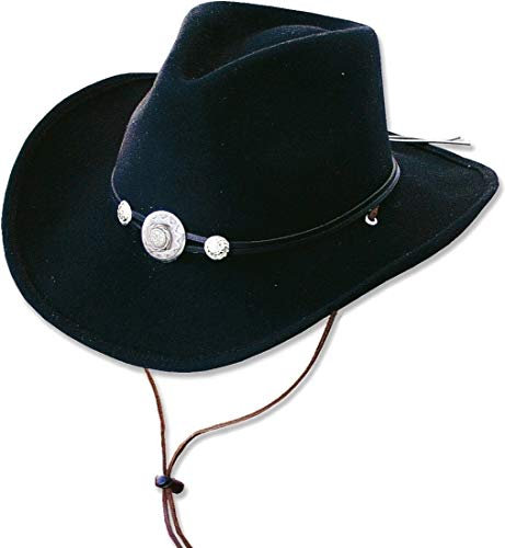 STARS & STRIPES Idaho Black Hut – Klassischer Western-Filzhut mit Concho-Hutband