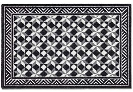 Astra Rutschfester Teppich Wohnzimmer - Miabella Fußmatte innen - Küche Läufer Flur Schmutzfangmatte - Sauberlauf 66x110cm Fliesen grau