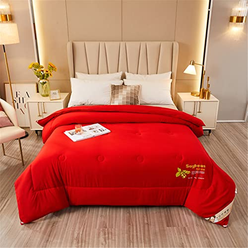 DZYP Couette en Microfibre 4 Saisons, Doux Confort Chaude Edredon, Hypoallergénique Anti Acariens Édredon Duvet Hiver Couverture (Rouge,150x200cm(3kg))
