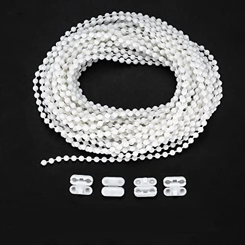 Zhenle Roller Blind and Roman Shade Blind Beaded Chain Cord White Plastic Roller Blind Chain Repair (5M)
