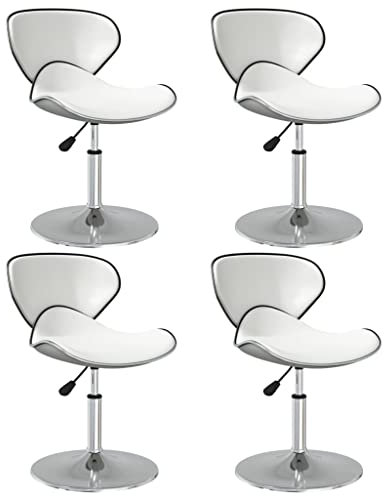 vidaXL 4X Esszimmerstuhl Höhenverstellbar Drehbar Küchenstuhl Drehstuhl Essstuhl Polsterstuhl Lehnstuhl Wohnzimmerstuhl Stuhl Stühle Weiß Kunstleder
