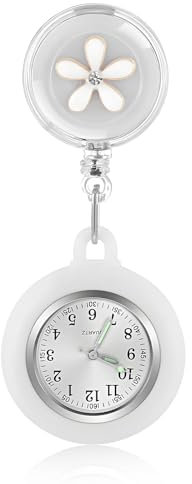 Taschenuhren für Damen, personalisiert Krankenschwester Taschenuhr, Taschenuhren Zeiger mit Leuchtend, Dehnbare Silikon Hülle Schwesternuhren, Ansteckuhr für Krankenschwestern Pflege und Ärzte