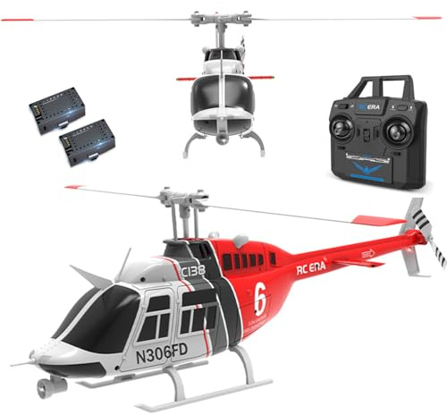 Ssccgym C138 206 Remote Controlled Helicopter Aircraft Plane RC Heli Aileronless 6CH 6-Axis Gyroscope Altitude Hovering Add Optical Flow Localization 2Battery for Adults Beginners (Red)