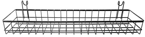TOBEOME Cesta Colgante para Panel de Rejilla de Pared de Alambre Almacenamiento de Pared MultifuncióN y Cesta de ExhibicióN, 40X10X5CM, Pintado en Negro