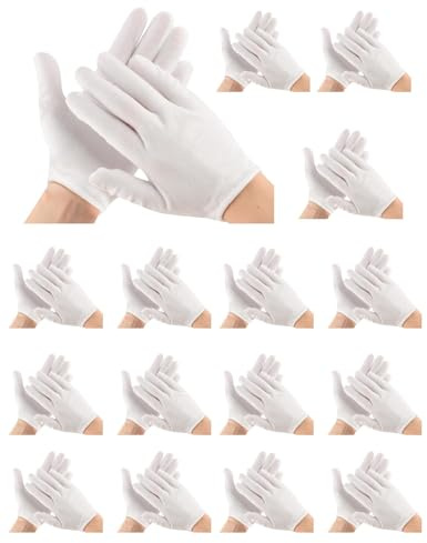 Lot de 32 gants en coton, 16 paires de gants en coton doux pour hydrater les mains sèches, gants de travail de sécurité, gants de sécurité, gants de vérification, gants de service, gants hydratants