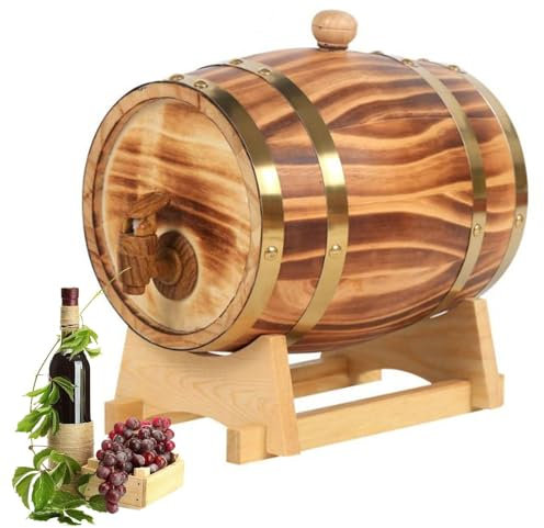 THEGA Barretto di Vino in Quercia, Botte di Birra in Legno Botte di Vino con Rubinetto, Botti di Vino Decorativi per La Casa, per La Vinificazione O La Birra Whisky Rum di Whisky(5L)
