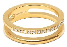 SINGULARU - Anillo Bibiana. Acero con Baño en Oro de 18 Kt y Circonita. Joyas Para Mujer. Talla 16.