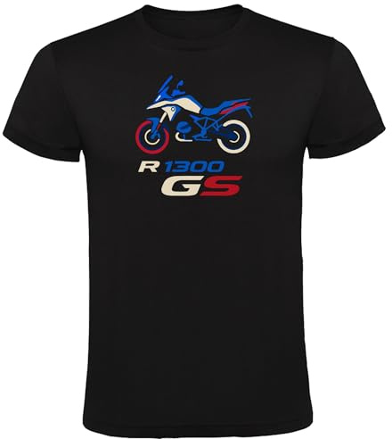 Genérico Camiseta Negra con Diseño R 1300 GS – Estilo Motociclista para Amantes de Las Aventuras en Dos Ruedas (FR/ES, Letras, L, Regular, Regular, Negro)