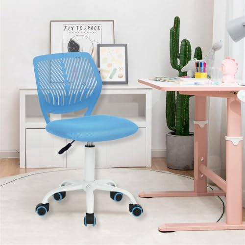 HOMYLIN Set di 1 sedia da scrivania per bambini, piccola sedia girevole senza braccioli, con seduta in tessuto e schienale in plastica, seduta colorata regolabile in altezza per bambini che studiano i