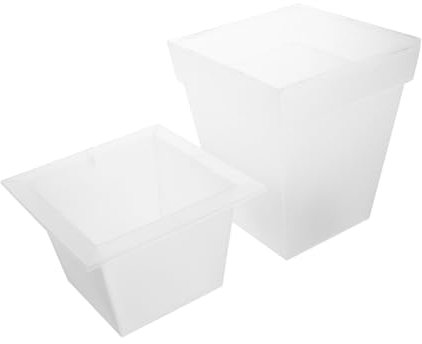 TOYANDONA Jardinière Lumineuse De Jardin Solaire En Plastique Étanche Pot De Fleurs Décoratif Carré Blanc Ambiance Extérieure Pour Terrasse Patio Éclairage De Jardin Solaire
