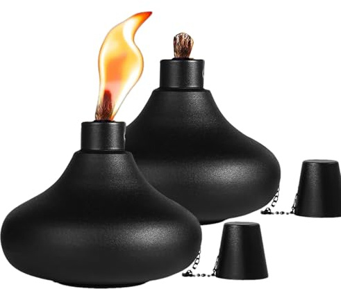 Chimenea de mesa - Torchas de mesa | Fuego de mea | Torcha de mes de metal | Antorchas recargables hechas de acero inoxidable | 2 piezas de vela de quemador de aceite de metal adecuados para cenar,