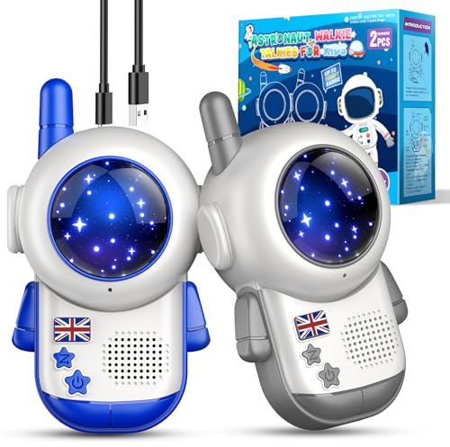 Hapikids Walkie Talkies, Toys for 4 5 6 Year Old Boy Girl Gift for 5 6 7 8 Year Olds Boys Toys Age 3-12 Walkie Talkies for Kids Toy Age 3 4 5 6 Sensory Toy Outdoor Rechargeable Astronaut Easter Gifts