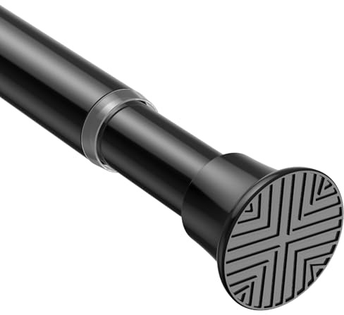 ZIPGLO Tension Rod 30-76 Inch - 1pack Spring Loaded Curtain Rods, Black Tension Curtain Rod Expandable Curtain Rods Tension Adjustable Rod Without Drilling, Tension Rods For Bathroom Doorway Window