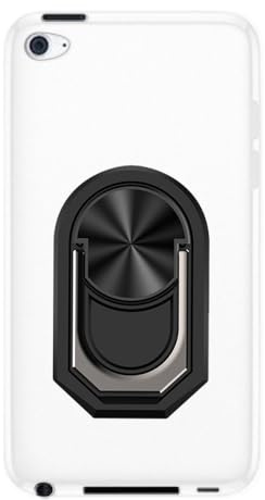 UOGNADGD Flexible Hülle + Ringhalter Kompatibel mit iPod Touch 4 Telefon-Schutzhülle mit Magnetischem Ständer Mechanischer Stil (Schwarzring)