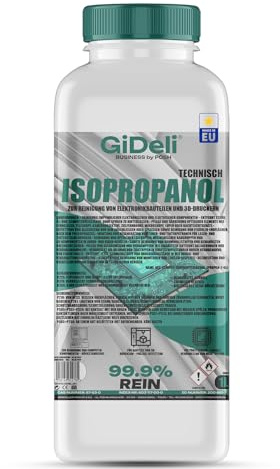 GiDeli Isopropanol Teknisk 1 l – isopropylalkohol 99,9 % – rengöring av elektroniska komponenter och 3D-skrivartillbehör