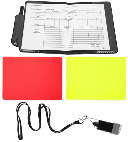 GRIRIW Set Arbitre Football en PU PVC Arbitre Football avec Cartes Rouges et Jaunes Léger et Convivial, Sifflet Inclus, pour Matchs Scolaires et Jeux Sportifs
