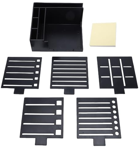 Gsycle Pochoir de notes autocollantes, distributeur de tampons adhésifs 3x3 pouces 4x4 pouces, support de tampon adhésif avec 5 pochoirs différents, blocs-notes de 100 feuilles pour le (Noire)