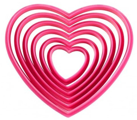 Wilton Cookie Cutter Nesting Heart, Lot de 6: Emporte-Pièces Cœur Set de Découpoirs en Plastique en Forme de Cœur, Pâtisserie, DIY - Set/6