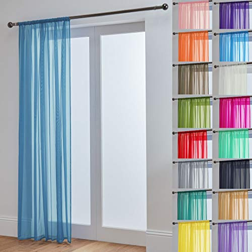 John Aird Lucy Voile Curtains - Rod Pocket Slot Top - Net Curtains - 1 Panel (Blue, 58 Wide x 72 Drop)