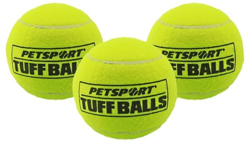 PetSport USA 4 Giant Tuff Balls for Large Dogs [Pet Safe Non-Toxic Industrial Strength Tennis Balls for Exercise, Play Time & Dog Training](3 Pack)