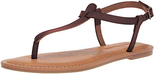 Amazon Essentials Sandalo Infradito Casual con Cinturino Alla Caviglia Donna, Marrone, 38 EU