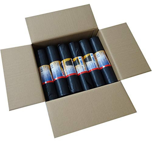 Bolsas de basura de Elefante fuerte 150 L (77my) – Bolsas de basura XXL resistentes – 10 unidades por rollo – Bolsas de basura estables gris/negro para jardín, hogar