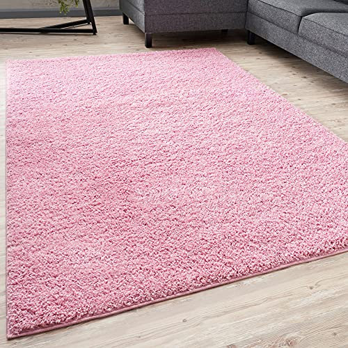 THE RUGS Living Room Rug - Shaggy Soft And Elegant Carpets For The Bedrooms And Kitchen, Easy To Clean, Many Different Sizes (80x150 cm, Pink)