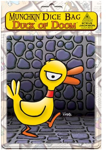 Munchkin Dice Bag: Duck of Doom | Large Drawstring Bag 7” x 7” | Printed Fabric | Holds Over 100 Dice | Includes Two Munchkin Cards | Roleplaying Game Dice Bag | Adventure | from Steve Jackson Games