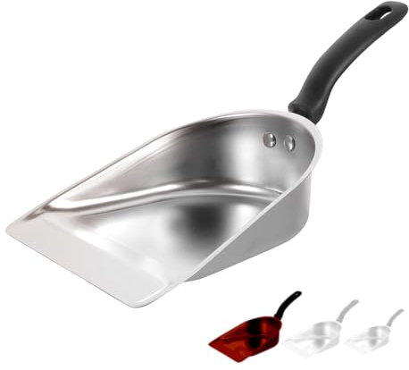 FINCA CASAREJO Pala de Estiércol - Pala en Acero Inoxidable 26 cm - Herramienta para la Limpieza de instalaciones de Animales - Mango ergonómico