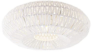 Qazqa - Smart Retro Ceiling Lamp I Ceiling Flush Light White incl. WiFi A60 - Lina- - Retro - LED E27 | 1 Light - Rope Flush Ceiling Light - Suitable for Living Room I Kitchen I Bedroom I