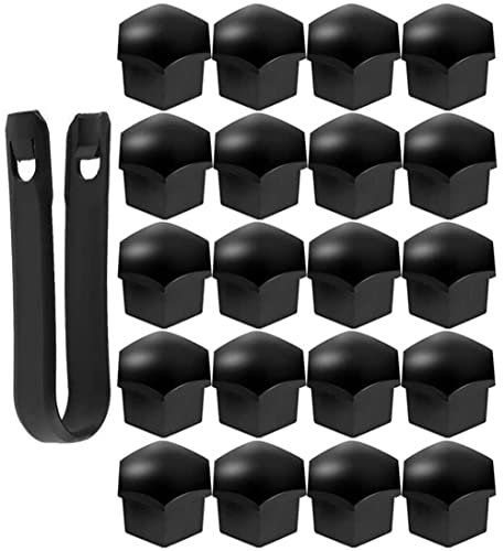 KOMUNJ 20 Pcs Wheel Nut Cap Bolt Covers 19mm Bolt Cover Car Wheel Caps Hexagonal Tire Nut Covers with Removal Tool, for Cars (Black 19mm)