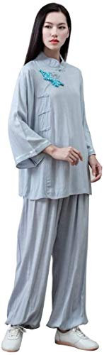 Vier-Jahreszeiten-Tai-Chi-Uniform-Set, Kampfsport-Anzug, Damen, Kung-Fu-Uniform, Tai-Chi-Anzug, Baumwolle, Kampfsport-Anzug, Zen-Meditation, Zen-Meditation, Yoga-Anzug (Farbe: Hellblau, Größe: UK