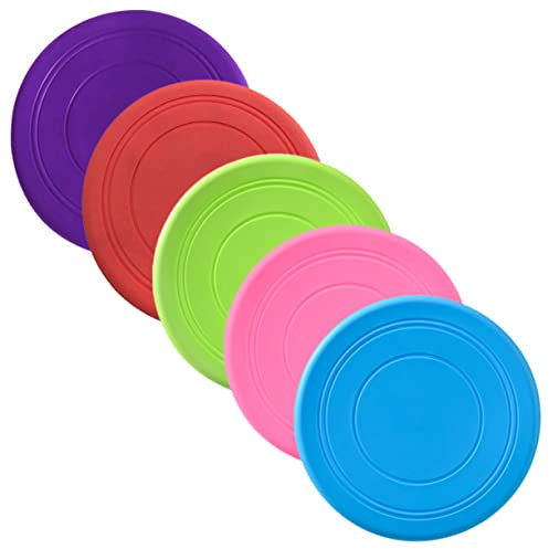 POPETPOP 5stücke Hund Disc Spielzeug Welpen Training Outdoor Fliegender Ball Bissfeste Scheibe Wurfteller Hundekauspielzeug Hundeflugteller