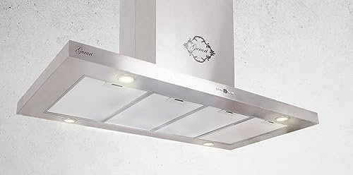 GURARI Inselhaube GCH I 431 120 IS PRIME Insel Dunstabzugshaube 120 cm Edelstahl mit Fernbedienung | Abzugshaube Abluft/Umluft Freihängend | Starke Saugleistung 1000 m³/h