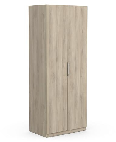 Armoire Avec Penderie 2 Portes 1 Niche Moderne – Coloris Chêne Kronberg - 79,4 x 51,1 x 203 cm, Gris