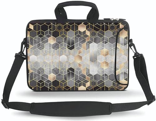 HYUTOTA 14 15 15.4 15.6 Messenger Bag Borsa da trasporto con maniglia tasca accessori per laptop 14 a 15 pollici / notebook / ebook / bambini tablet / pad (geometria)