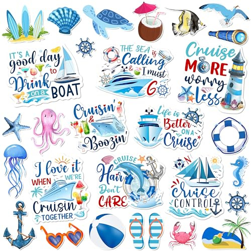 Cruise Door Magnets Decoration 27 Pcs, Summer Beach Cruise Ship Door Decoration Magnetic Refrigerator Car Stickers, Sea Navigation Door Magnet Cruise Ship Essentials for Cabin Carnival Party Decor…