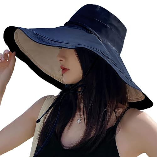 HUAMULAN 7 Wide Brim Women Summer Sun Floppy Hat Beach Bucket Fishing Hats Reversible Packable Travel Outdoor UV Protection