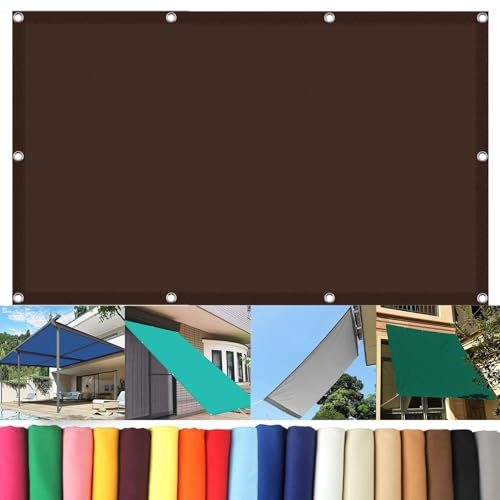 Sonnensegel Wasserdicht Rechteckig 1.6 x 4.6 m Wasserdicht Markisenstoff Markise Premium PES Polyester Imprägniert für Garten Terrasse Outdoor Camping, Braun
