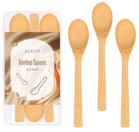 6.3 Inch Bamboo Spoons, Small Wooden Eating Spoons, Tiny Wood Honey Teaspoon for Coffee and Tea, Little Wooden Spoons For Daily Use (3 PCS)